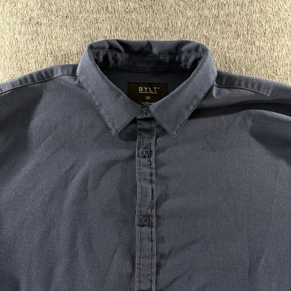 BYLT Premium Basics Vista Long Sleeve Button Down Shirt Navy Men's 2XL